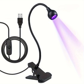 Resim LYYKLLY LED Tırnak Kurutma Lambası - Esnek Boyun ve Kelepçeli, USB Güçlü Taşınabilir Jel Kurutucu, 360° Ayarlanabilir Kol, Ev Salonu, DIY, Reçine Sanatı & Floresan Tespit için Çok Amaçlı Işık, Kompakt Tasarım, Sabit Tabanlı, Tırnak Kurutma Ekipmanı 