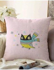 Resim RealHomes Çift Taraflı Pembe Zeminde Atkılı Baykuş Desenli Bebek Odası Raşel Örme Yastık Kırlent Kılıfı, Sonil-K4430-43x43cm 