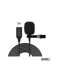 Resim Winex Apple Uyumlu iPhone Lightning Port Yaka Mikrofonu Siyah 