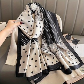 Resim Kadınların Şık Polyester Şal, Polka Dots Tasarım - Hafif, Nefes Alabilen Kumaş, Günlük Giyim, Plaj Kılıfı ve Rüzgar Koruma, Rüzgarlık|Şık Aksesuar|Baskılı Desen 