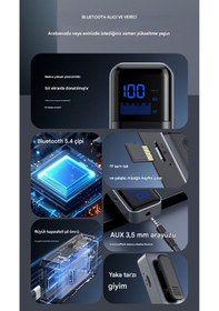 Resim 2 İn 1 Bluetooth Adaptör Alıcı Verici Bluetooth 5.4 Receiver Tf Kart Girişli Aux Wireless Araç Kiti 