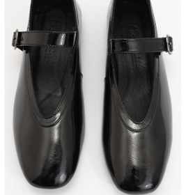 Resim Luvi Shoes Jarret Siyah Rugan Hakiki Deri Kadın Babet Ayakkabı Siyah Rugan 