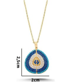 Resim Açılır Kapanır Nazar Boncuğu Kolye Gm37 Altın 