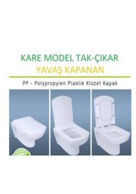 Resim Kare Yavaş Kapanan Klozet Kapağı Amortisörlü Kapak Hijyenik Kapak Üstten Montajlı Kare Klozet Kapak Beyaz 