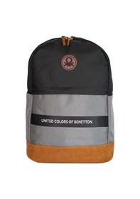 Resim United Colors Of Benetton Üç Bölmeli Retro Erkek Çocuk Sırt Çantası - Siyah-gri - Günlük Okul Seyahat Çok Renkli 