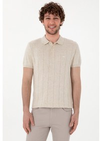 Resim U.S. Polo Assn. Erkek Slim Fit Polo Yaka Krem Triko Tişört 50302970-VR071 