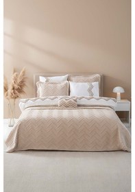 Resim Rivaistanbul Almila Bej Çift Kişilik Nevresimli Pike Seti - 8 Parça Çeyiz Seti Bej 