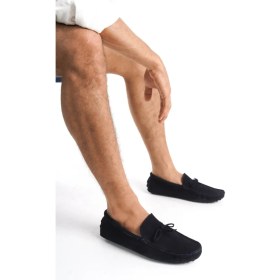 Resim Mubiano Summer Mubiano Hakiki Deri Erkek Süet Lacivert Bağcık Detay Loafer -MSSR1273-LCV 