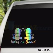 Resim yılmazetic Arabada Ikiz Bebek Var Hologram Oto Sticker Cam Araba Yapıştırma Çıkartma Aksesuar Etiket 18 X 11 Cm 