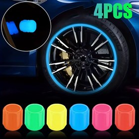 Resim 4 Adet Neon Gece Parlayan Lastik Valfi Kapakları - Arabalar, Motosikletler ve Bisikletler İçin Uygun - 4 Canlı Renk (Mavi, Turuncu, Sarı, Pembe) - Dayanıklı Plastik Valf Tıpaları - Şık Jant Aksesuarları, Gece Güvenliği, Parlak Yüzey, Kaliteli Yapım, Uzun Ömürlü Malzeme, Araç Tutkunlarına Özel 