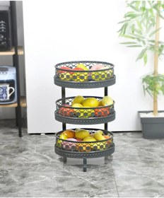 Resim 3 Katlı Sebzelik ve Meyvelik Desenli Antrasit 