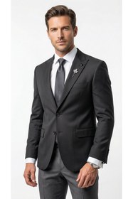 Resim Plus Scorpion Erkek Blazer Ceket Twill Puntolu Kırlangıç Yaka 2 Düğmeli Çift Yırtmaçlı Slim Fit 