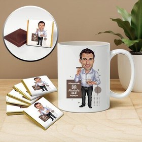 Resim Purolu Erkek Karikatürlü Kupa ve Çikolata 
