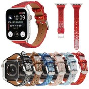 Resim Sones T-şekilli Küçük Bel Yanıp Sönen Elmas Hakiki Deri Watch Band Watch Band iOS Uyumlu Watch Seri / Se Akıllı Saat Aks. 49512124 