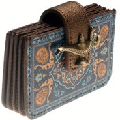 Resim Şık Kadın Suni Deri Cüzdanı Genişletilebilir Kartlık ile - Moda Çiçek Deseni, Düğme Kapatma, Sevimli Çanta 