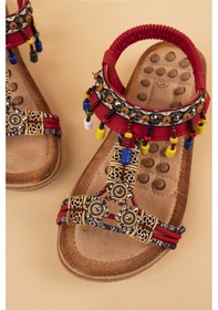 Resim Khayt Princess Anatomik Fashion Taşlı Çocuk Sandalet Kırmızı 