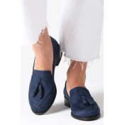 Resim Mio Gusto Iris Lacivert Renk Süet Kadın Oxford Günlük Düz Ayakkabı 