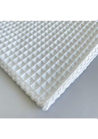 Resim Büyük Kareli Waffle Pike Bornozluk Kumaş 100% Pamuk Bw-01 Beyaz 