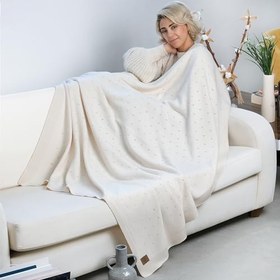 Resim Dalisa Yumuşak Koltuk Şalı, Hafif Örgü Battaniye, Nefes Alabilen Çok Yönlü, Her Mevsime Uygun Örtü, Oeko-Tex Sertifikalı Drop 130x170 cm (Ekru) 