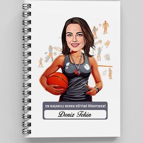 Resim En Başarılı Kadın Beden Öğretmeni Karikatürlü Defter 