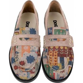 Resim Dogo Kadın Vegan Deri Krem Loafer - Anatolian Patterns Tasarım 