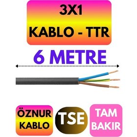 Resim Öznur 3x1 Ttr Kablo Siyah Metre Seçenekli - 6 Metre 
