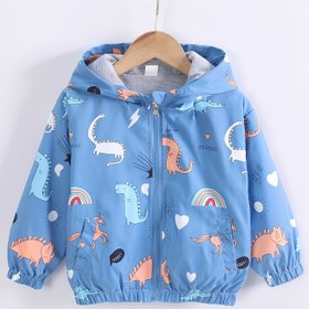 Resim Erkekler için "Dino" desenli, rüzgar geçirmez, uzun kollu, rahat bahar/yaz/sonbahar ceketleri, çocuklar için, grafikli hoodie, fermuarlı ceket 