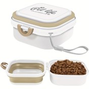 Resim Pet Dancer 2'si 1 Arada Taşınabilir Köpek Kasesi Seyahat, Kamp & Yürüyüş için - Dayanıklı PP Malzeme, Sızdırmaz Kapak, Ergonomik Tutacaklar, Beyaz & Bej Tasarım, Köpekler için Yiyecek & Su Besleyici, Yürüyüş Temel | Ergonomik Evcil Hayvan Kasesi | Sızdırmaz Kap, Yürüyüş Aksesuarları 