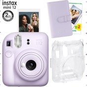 Resim Instax Mini 12 Lila Fotoğraf Makinesi-20'lu Film-Laporta Albüm ve Şeffaf Kılıf Seti 