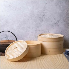 Resim Iki Katlı Bambu Buharlı Pişirici 