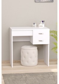 Resim Bicabin Luxe Aynalı 2 Çekmeceli Organizer Dolaplı Makyaj Masası -Beyaz 