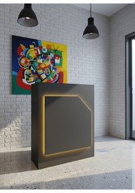 Resim Resital Ledli Karşılama Bankosu G-90 Cm Ofis Kasa Resepsiyon Masası Banko-002-4-4 