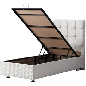 Resim Setaymobilya Baza, Duke Krem Tek Kişilik Baza + Başlık, Mdf, Setay 