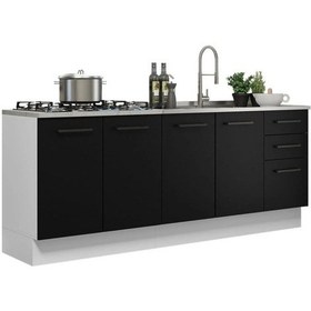 Resim Sofia Mutfak 4 Kapaklı-3 Çekmeceli Alt Modül -200 Cm - Çok Amaçlı Dolap-beyaz Laminat Tezgah Dahil Beyaz 