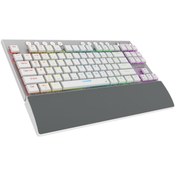 Resim Rampage BERU Beyaz 2.4G + BT Wireless RED SWITCH Mekanik Gaming Oyuncu Klavye Slim Low Profile RGB T 