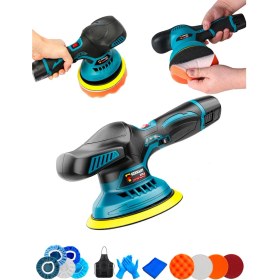 Resim Germany Style GRM9003 Çift Akülü Orbital 18V Lityum 2x Batarya 6 Devir Ayarlı Detay Pasta Cila Zımpara Polisaj Makinesi 