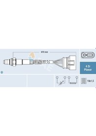 Resim Vag Oksıjen Sensoru Lambda Sondası 4 Kutuplu 1700mm Passat 00 12 A4 99 01 A6 98 05 A8 99 05 Superb 02 - Fae 77302 