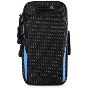 Resim Outdoor Spor Ayarlanabilir Kol Bantlı Telefon Saklama Çantası Siyah Mavi 