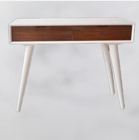 Resim Dresuar Torna TOMBUL Model Ahşap Kayın RETRO ayak MDF tabla Parlak Beyaz Boya CEVİZ uyum El Yapım 