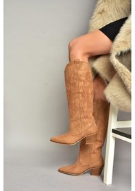 Resim Fox Shoes T267765202 Taba Süet Kovboy Model Kadın Çizme Taba-Süet 