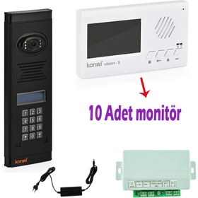 Resim konwi intercom Görüntülü Diafon Seti Apartman Tpi 10 Daire Set Vsions 4,3 Monitör Zil paneli şifreli Kameralı 60w 