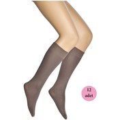 Resim 12 Adet Mikro 70 Dizaltı Kadın Çorap Vizon 86 Renkli 