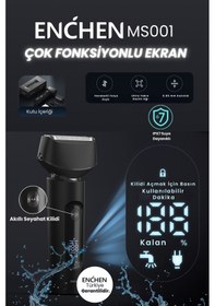 Resim Enchen Ms001 Siyah Dijital Ekranlı Ultra Yakın Kesim Folyo Başlıklı Şarjlı Tıraş Makinesi 