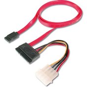 Resim Evimdeyokyok SATA 22 Pin Dişi Konnektör - SATA 7 Pin L Tip Dişi Konnektör + 4 Pin Erkek Güç Konnektörü Sata Kablosu 