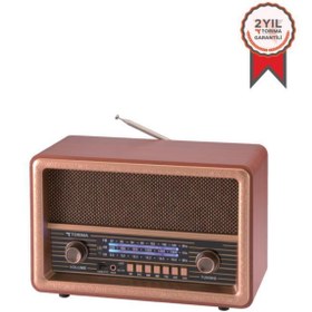 Resim Torima D56 Kahverengi Nostaljik Uzaktan Kumandalı Bluetooth Hoparlör – Radyo, Usb/tf, Tws, Şarjlı 