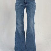 Resim Yüksek Bel Esnek Denim Bell Bottoms, Düğme Detaylı, Yüksek Bel Tasarımı, Tüm Mevsim Rahat Giyim, Yüksek Bel Esnek Denim Bell Bottoms, Rahat Moda, Şeffaf Olmayan Malzeme 