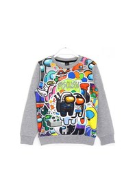 Resim Among Us Dijital Baskı Erkek Çocuk Sweatshirt 5 - 14 Yaş Gri 