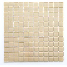 Resim Mutfak Tezgah Arası, Havuz, Banyo, Sauna, Spa, Iç ve Dış Dekorasyonda Tüm Yüzeyler Için, 23X23MM. Krem Renk, 30X30CM. Fileli Kristal Mozaik. 