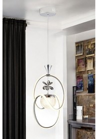 Resim Ey-El Tasarım A++ Plus Modern Sarkıt Led Avize Badem Krom 3 Renk Toplu Taşlı Krom 