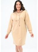 Resim Kadın Büyük Beden Yaka Düğmeli Kapüşonlu Tunik 5207-24 001 